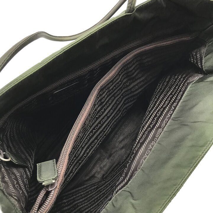Prada Nylon Tessuto Khaki Tote Handbag Shoulder Bag — view 8