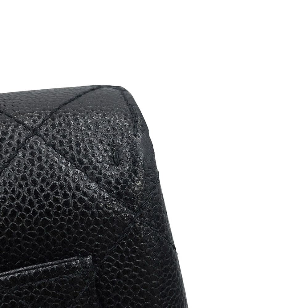 Chanel Handbag Quilted CC Logo Caviar Leather Handle Bag Black — view 8