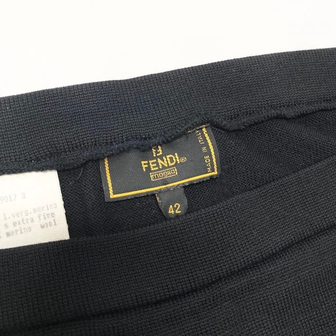 Fendi Logo Print Knit Skirt Knee Length Wool — view 8