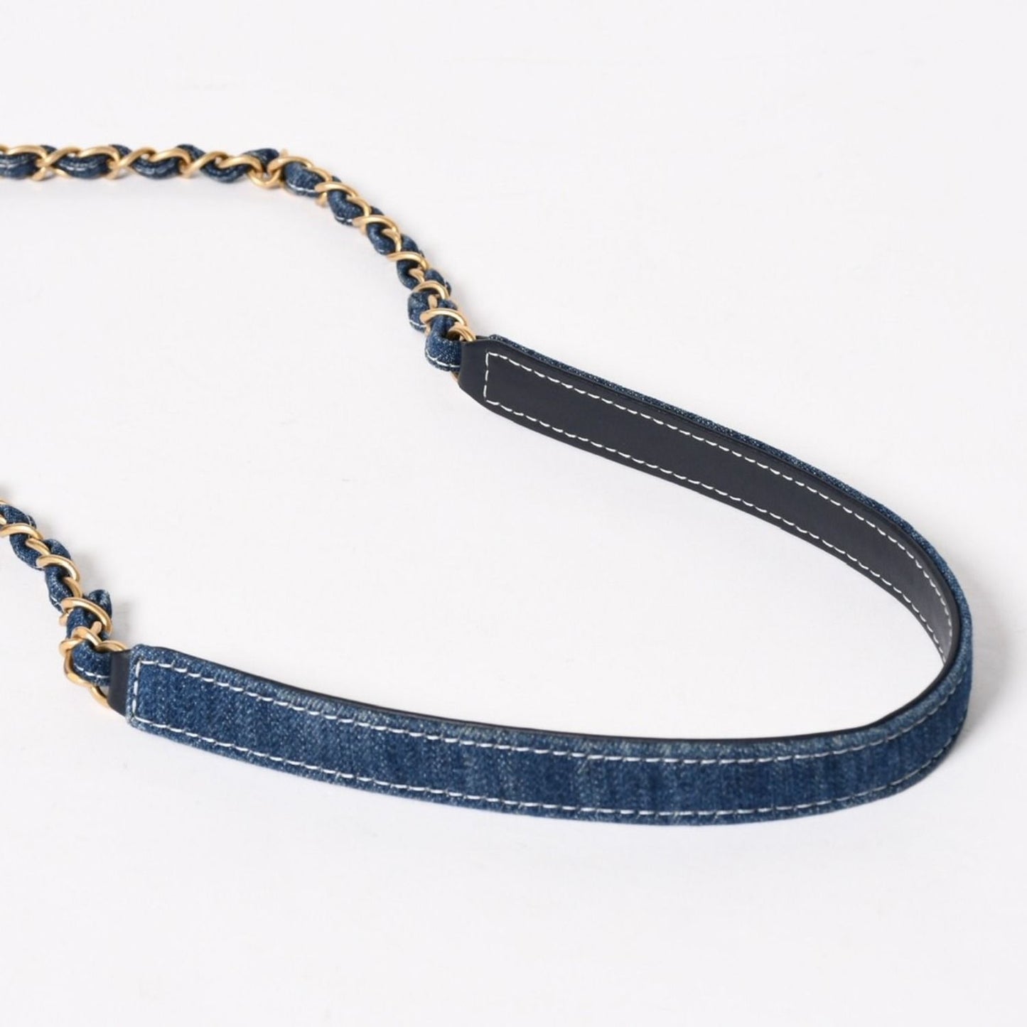 Chanel Vanity Chain Shoulder Bag CC Logo Denim Wild Stitch Gold — view 8