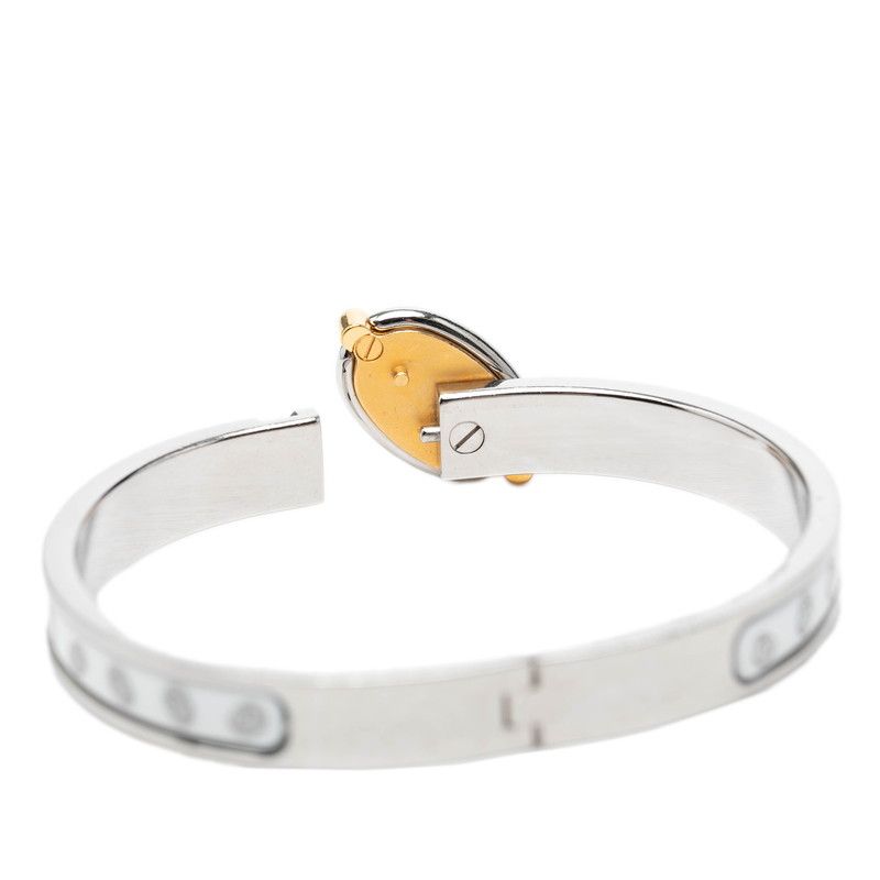 Hermes Mini Clic Clac PM Chaine D'Ancre Bracelet Bangle Silver Gold White Metal — view 5
