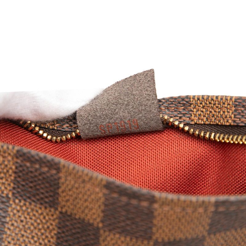 Louis Vuitton Damier Trousse Makeup Pouch Handbag Brown Leather — view 6
