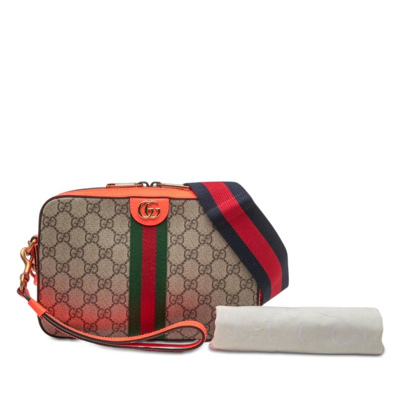 Gucci Ophidia GG Supreme Shoulder Bag Cross Orange Beige Leather — view 7