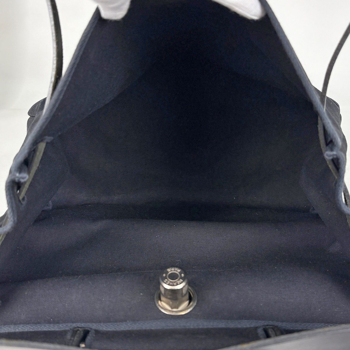 Hermes Herbag MM Handbag 2-Way Toile Officier Black — view 8