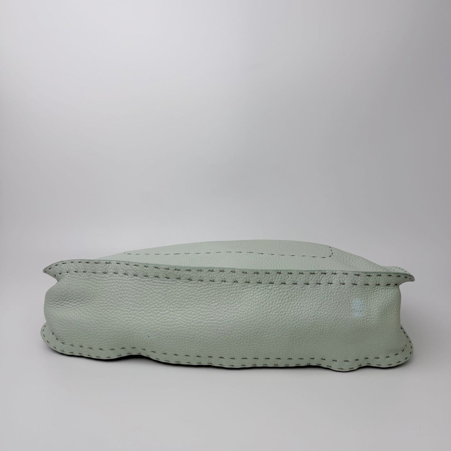 Fendi Selleria Stitch Shoulder Bag Leather Mint Green Silver Vintage — view 8