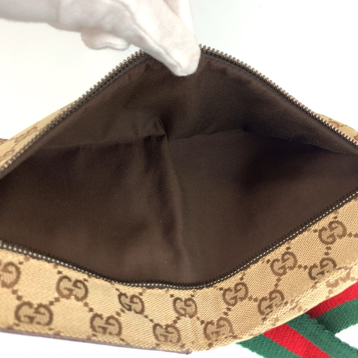 Gucci Sherry Line Beige Brown GG Canvas Leather Belt Bag Waist Pouch — view 8