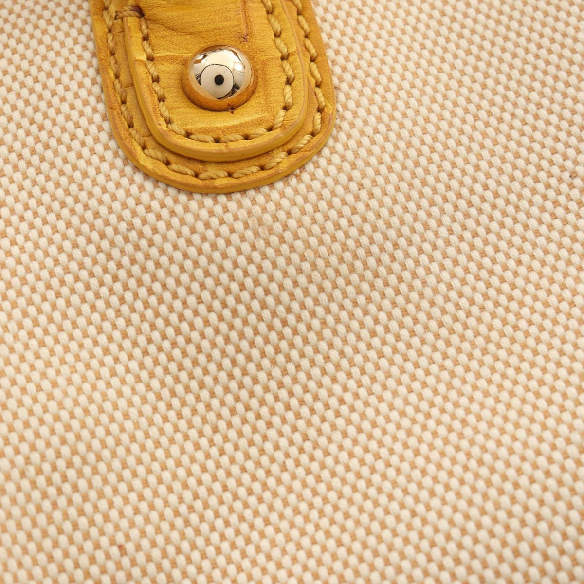 Celine Tote Bag Croco Embossed Natural Yellow Canvas Leather — view 8