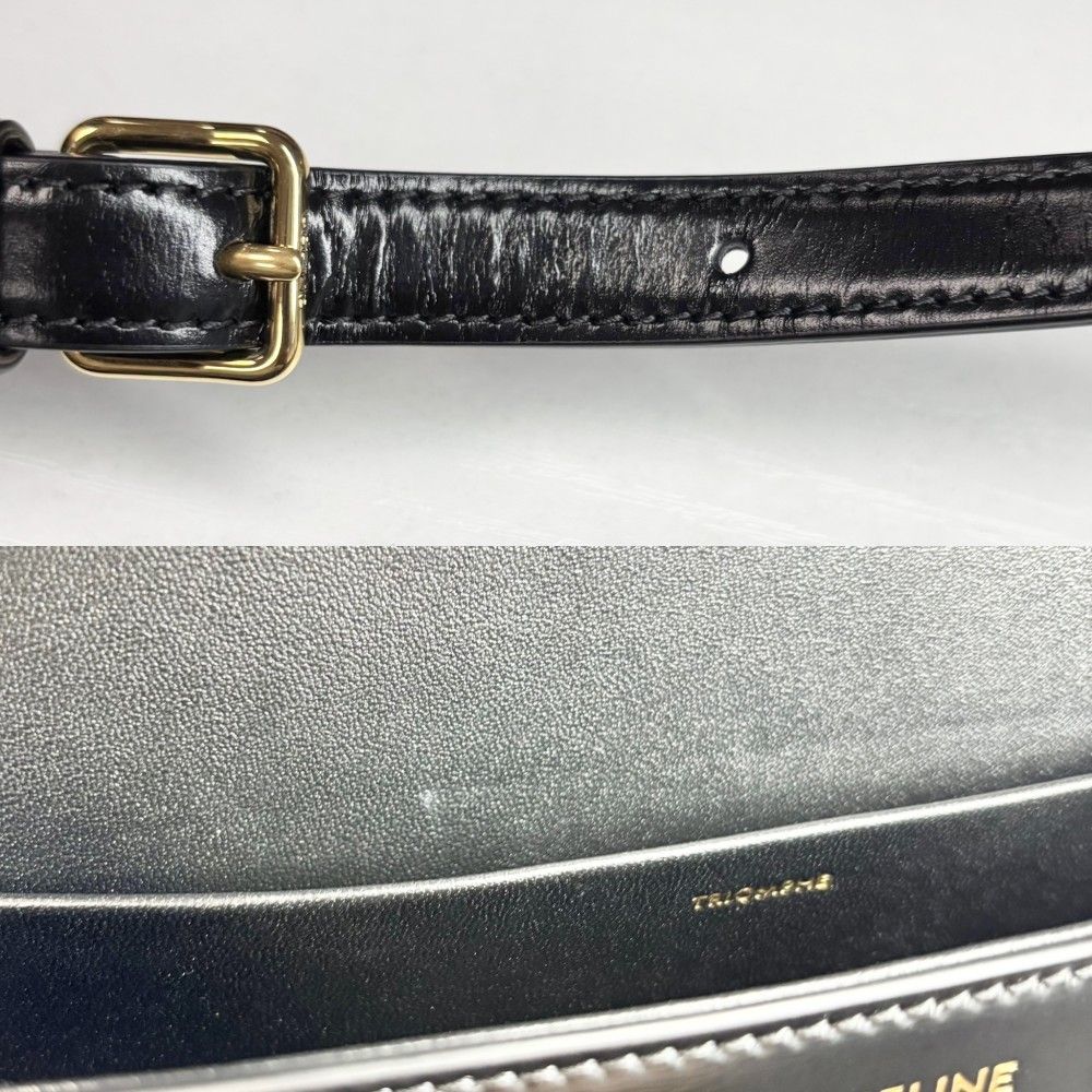 Celine Shoulder Bag Triomphe Claude Leather Black Gold — view 7