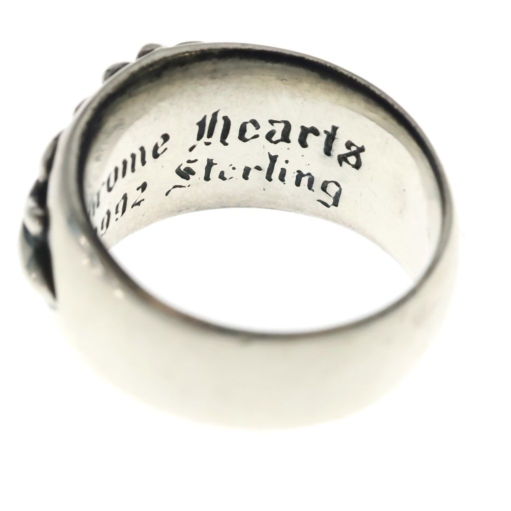 Chrome Hearts Flrl Cross P Dmnd Floral Black Sling Pave Diamond Silver Ring — view 6