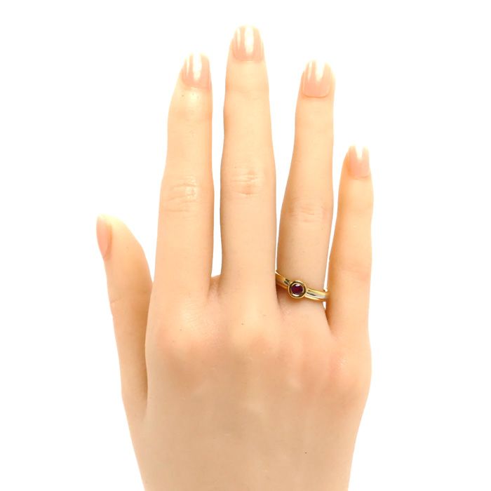 Cartier 18K Yellow Gold 18K White 18K Pink Monostone Ring Ruby — view 7