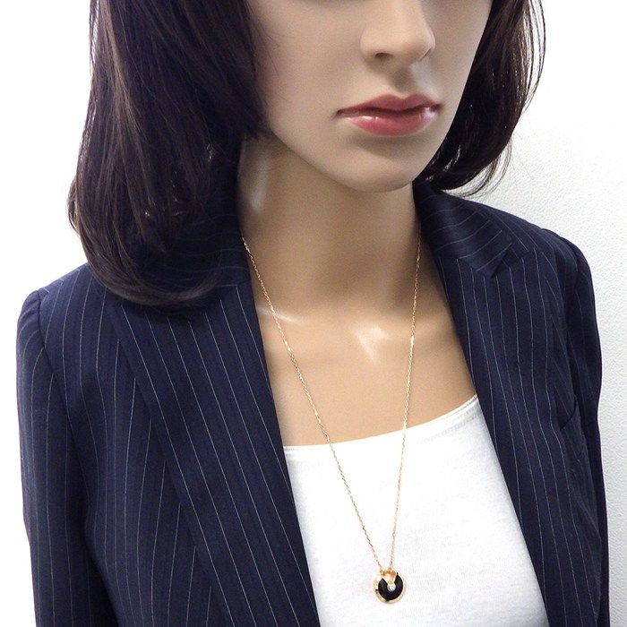 Cartier Long Necklace Amulet SM Onyx 1 Point Diamond 18K Pink Gold — view 8