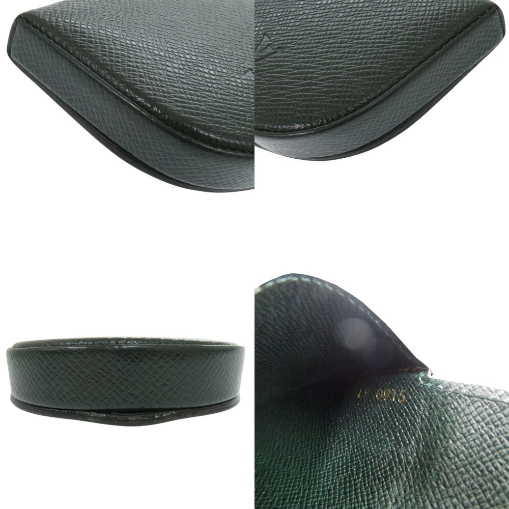Louis Vuitton Porte-Monnaie Cuvette Taiga Esepia Coin Case Wallet Green — view 6