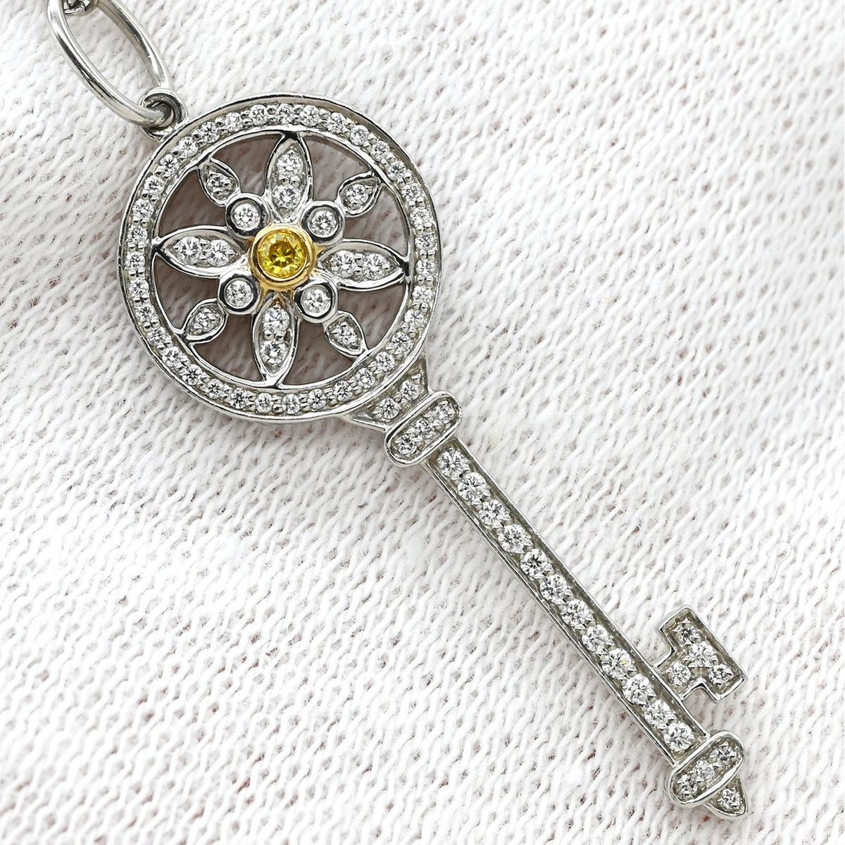 Tiffany & Co Necklace Daisy Key Pendant Platinum Silver Yellow Gold 18K — view 8