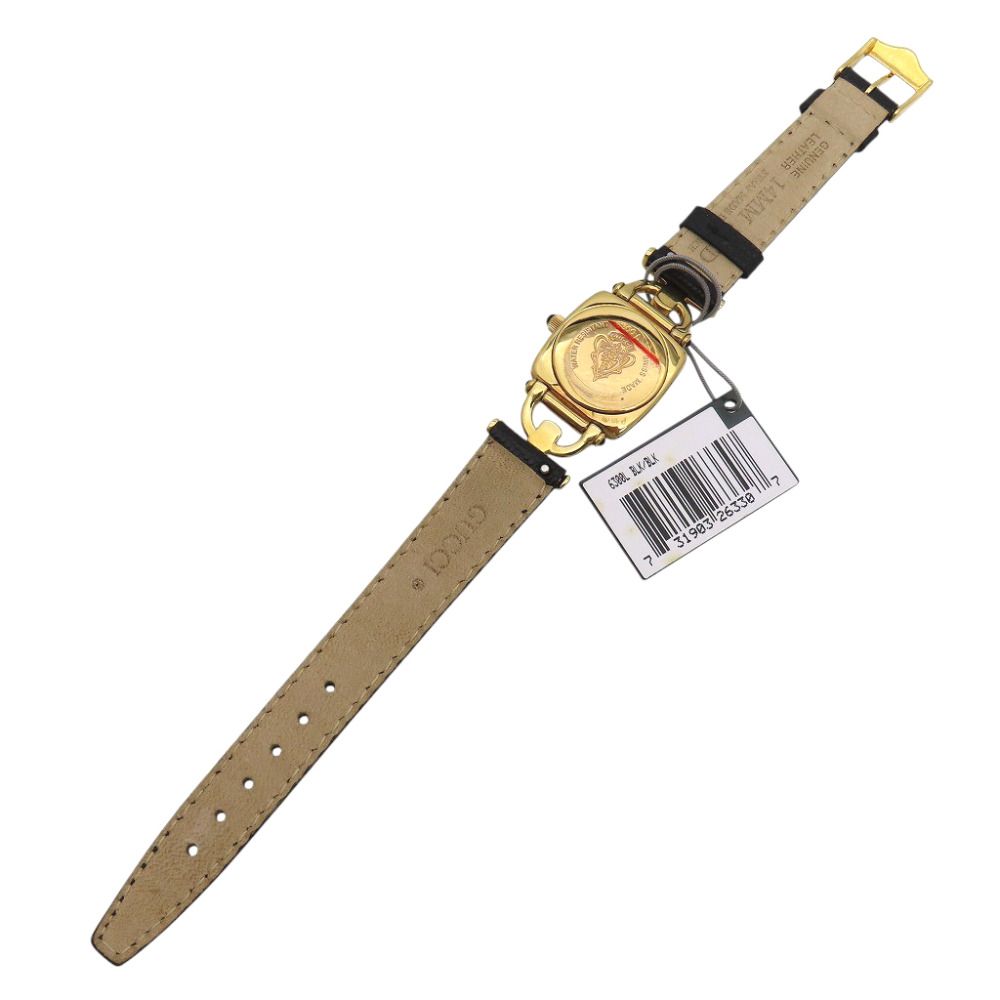 Gucci Quartz Watch Stainless Steel Embossed Leather Black Dial — view 8