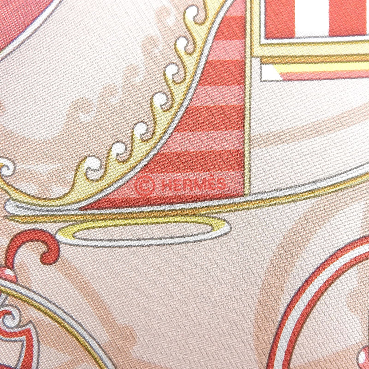 Hermes Carre 45 Voitures en Nquilibre Elaborate Carriage 100% Silk Scarf Pink — view 8