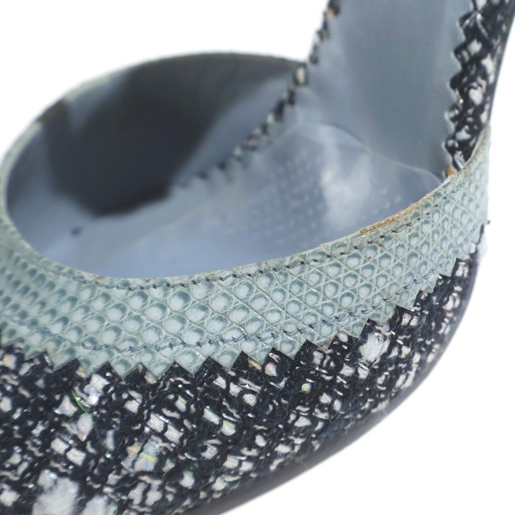 Chanel Tweed Heels Black Mint Green — view 6