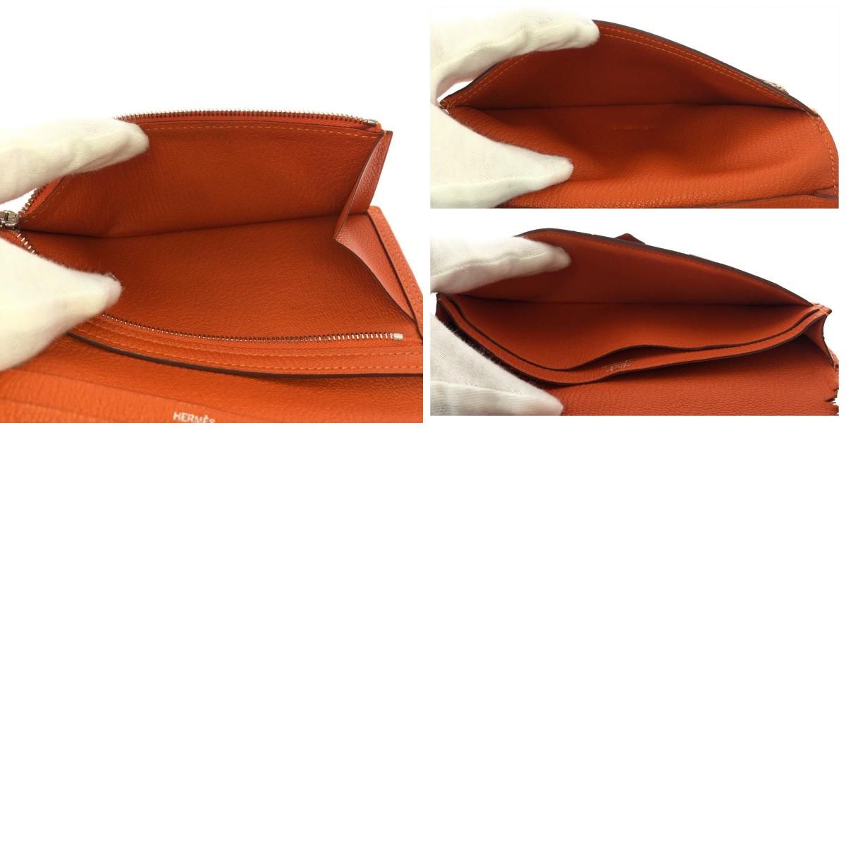 Hermes Bearn Souffle Orange Silver Veau Epsom Wallet — view 9