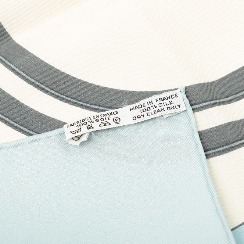 Hermes Carre 90 Brides de Gala Ceremonial Bridle Scarf Light Blue White Silk — view 7