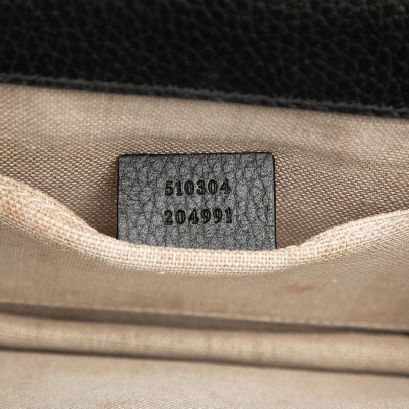 Gucci Interlocking Chain Shoulder Bag Black Leather — view 6