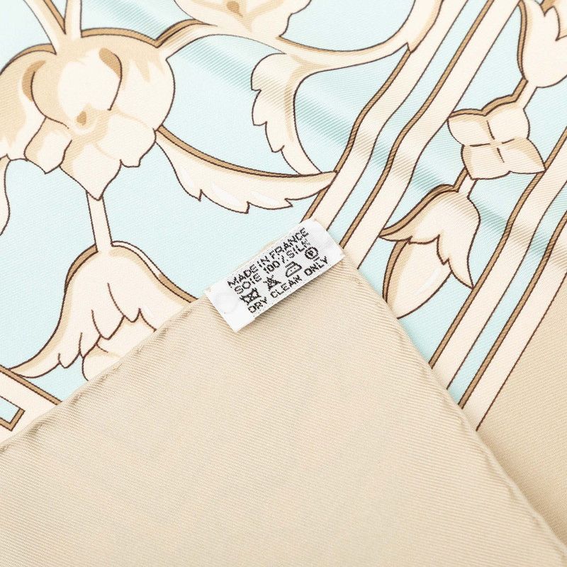 Hermes Carre 90 le Fleuve Sacre Sacred River Scarf Beige Multicolor Silk — view 7