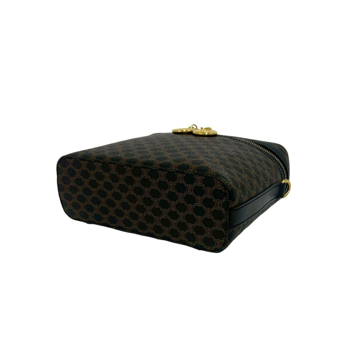 Celine Vintage Macadam Blason Triomphe Pattern Leather 2-Way Shoulder Bag Black — view 8