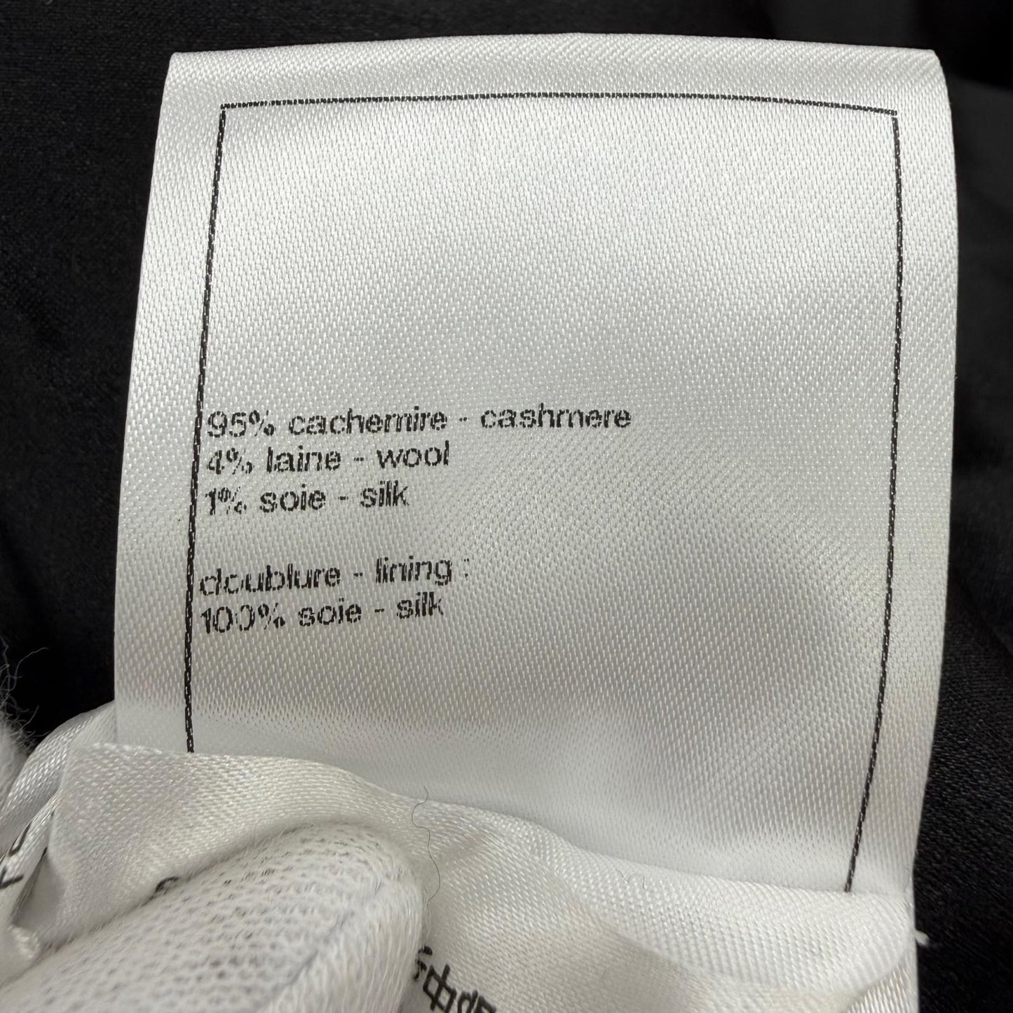 Chanel Cashmere Silk Blend CC Logo Button Chesterfield Black Navy 34 Jacket — view 9