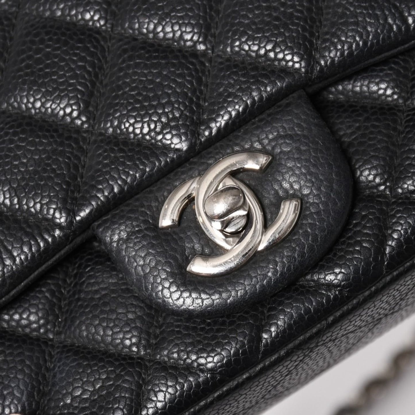 Chanel Mini Quilted 17 S Flap S Chain Shoulder Bag CC Logo Caviar Leather Black — view 8