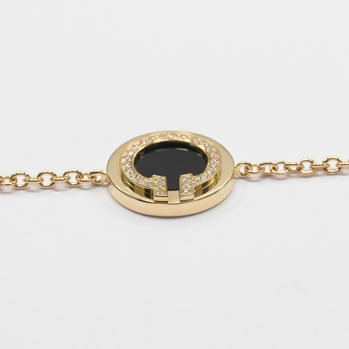 Tiffany & Co T Two Circle Gold Onyx Diamond Bracelet — view 8