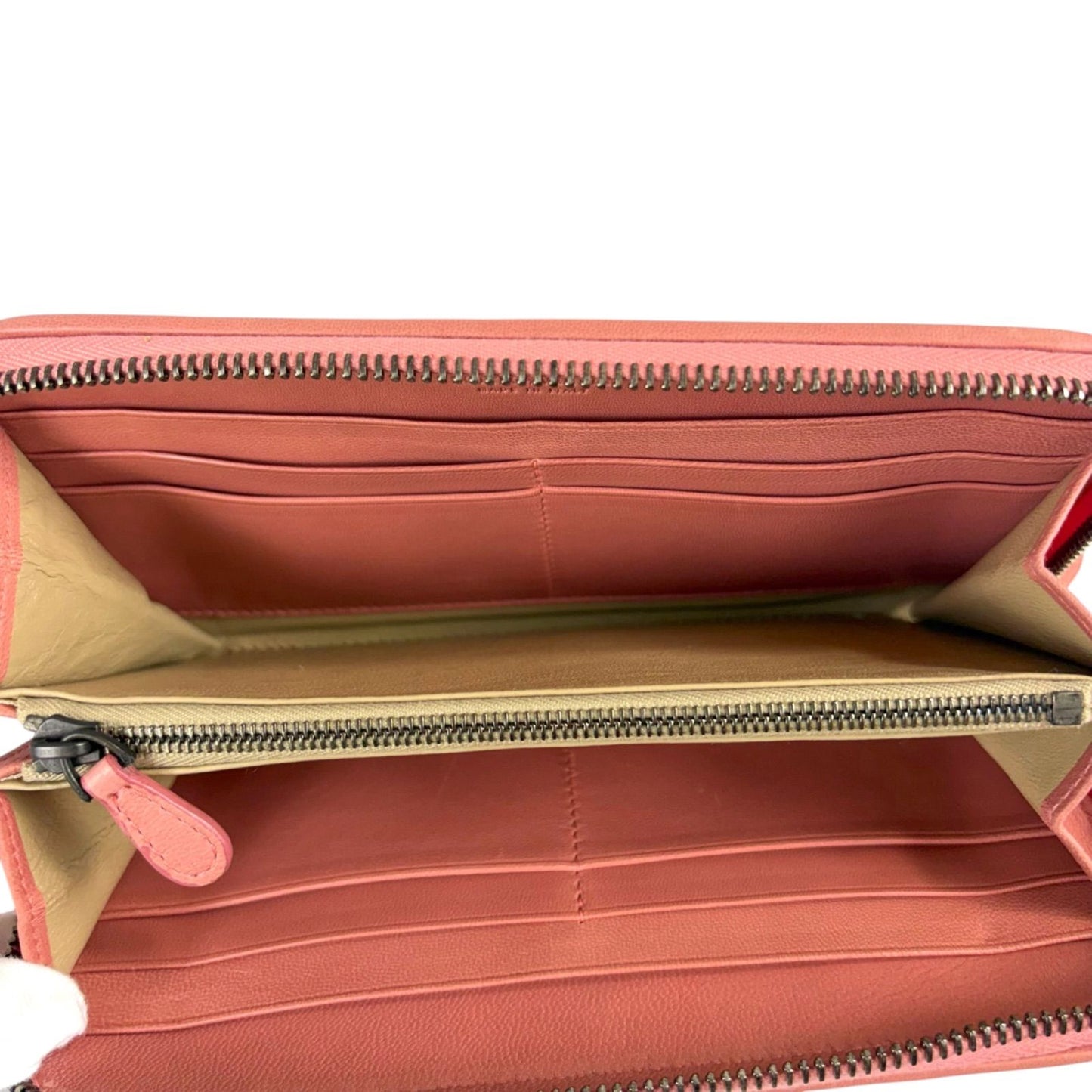 Bottega Veneta Intrecciato Leather Round Zippy Wallet Salmon Pink — view 9