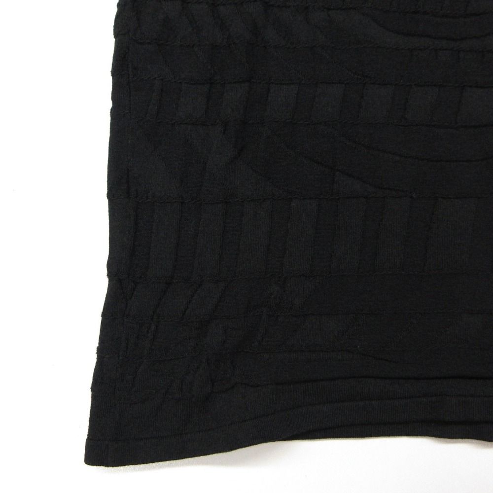 Hermes Top Knit Short Sleeve Silk Cotton Jacquard Embroidery Top Black Sweater — view 7