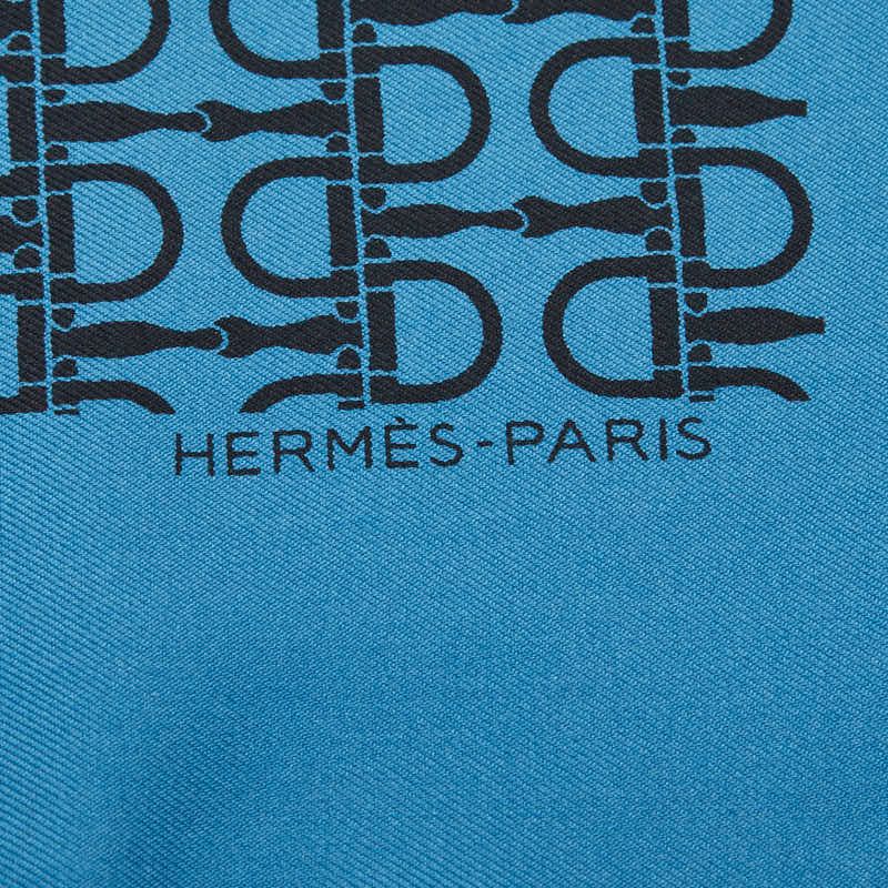 Hermes Carre 45 Petit Scarf Blue Black Silk — view 3
