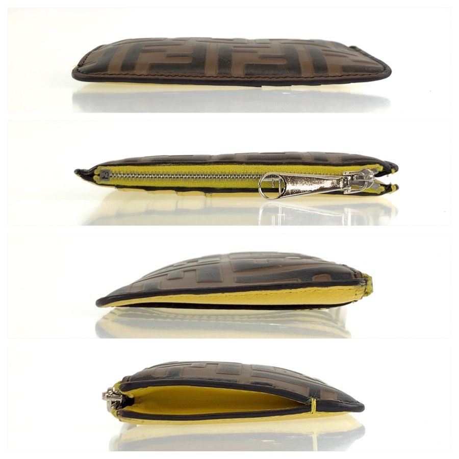 Fendi Zucca Brown Yellow Silver Leather Coin Case Fragment — view 8