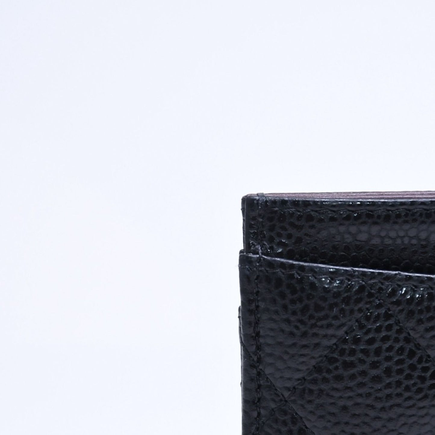 Chanel Classic Card Case Caviar Leather Quilted Black CC Logo Random Serial — view 8