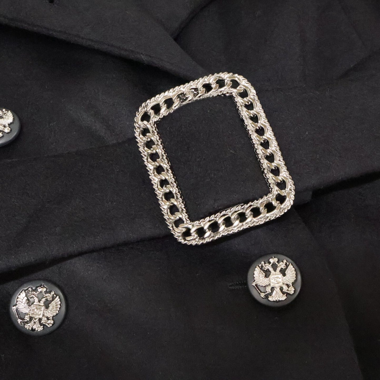 Chanel CC Logo Button Cashmere Double Breasted 38 Jacket — view 9