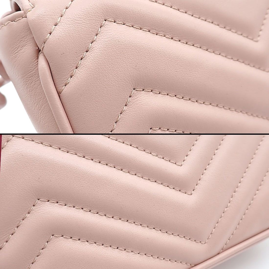 Gucci Waist Bag GG Marmont Mini Pink Chevron Quilted Leather — view 8