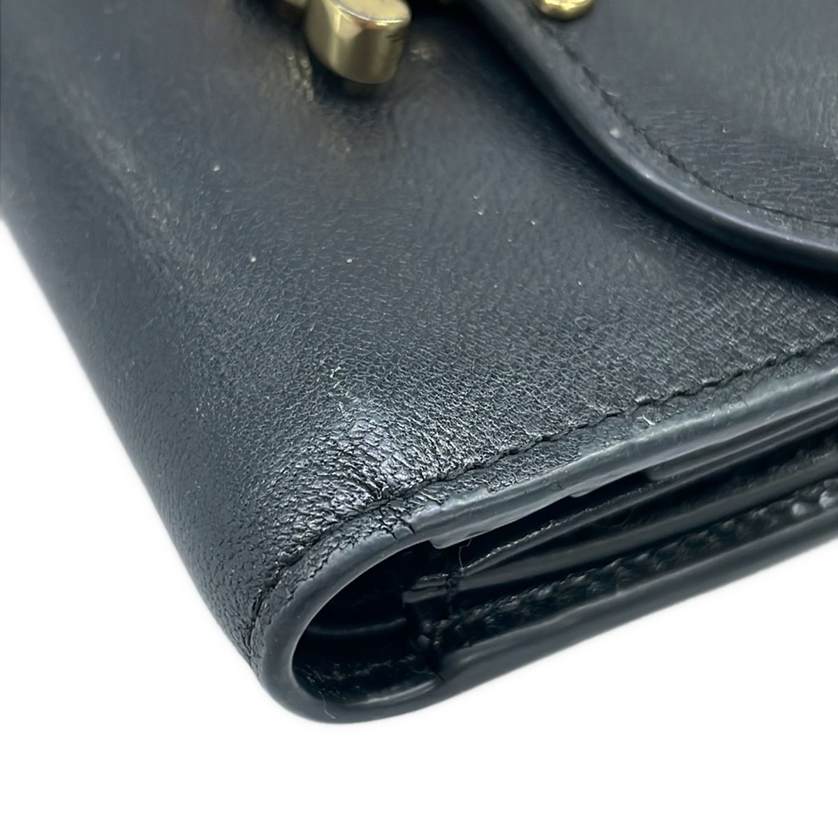 Celine Trifold Wallet Small Flap Triomphe Black Leather — view 9