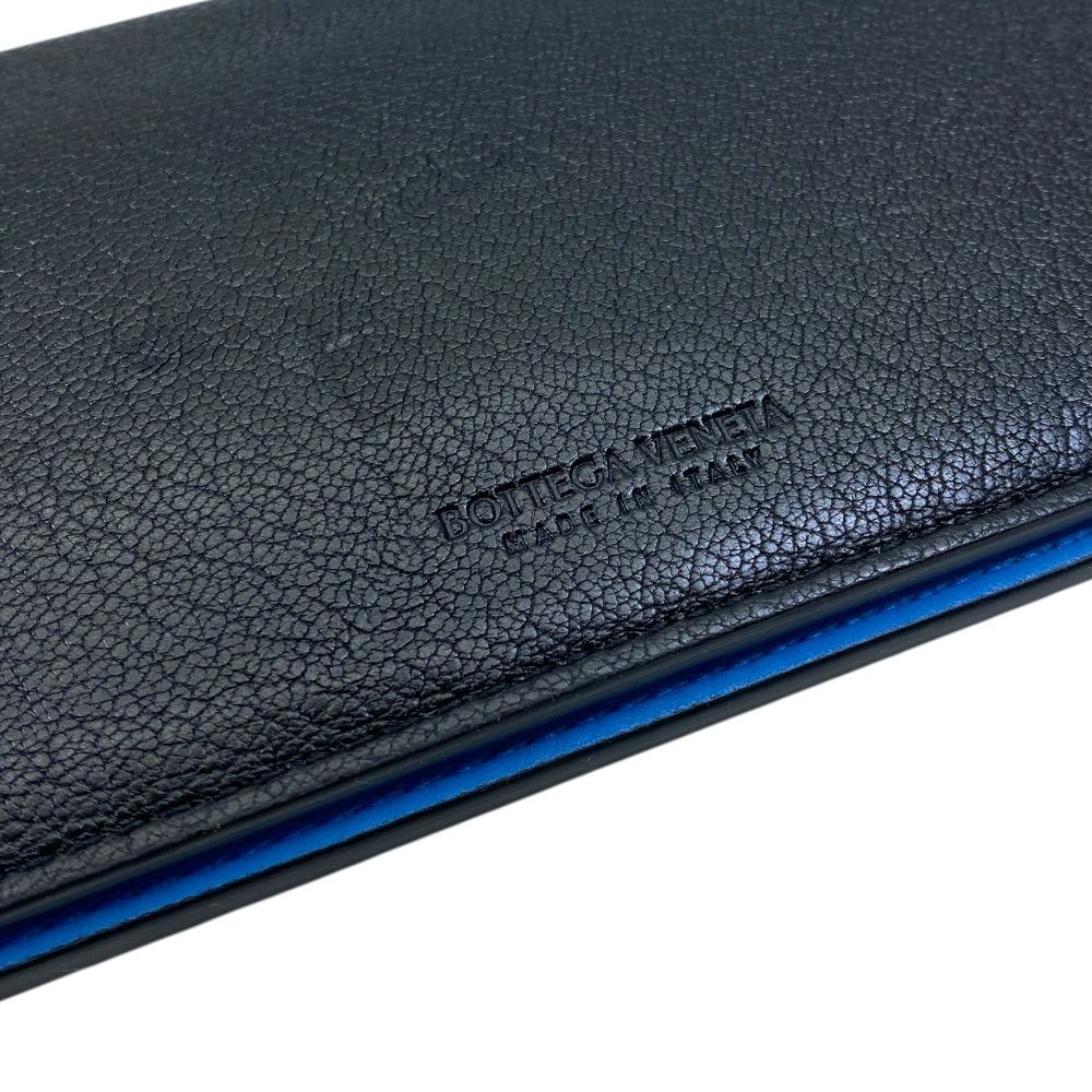 Bottega Veneta Bifold Wallet Leather Black Blue Practical Daily — view 9