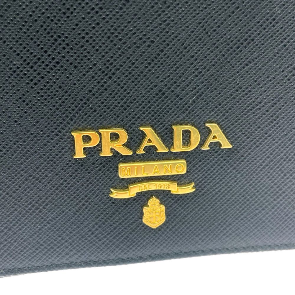Prada Leather Saffiano Chain Wallet Black Shoulder — view 8