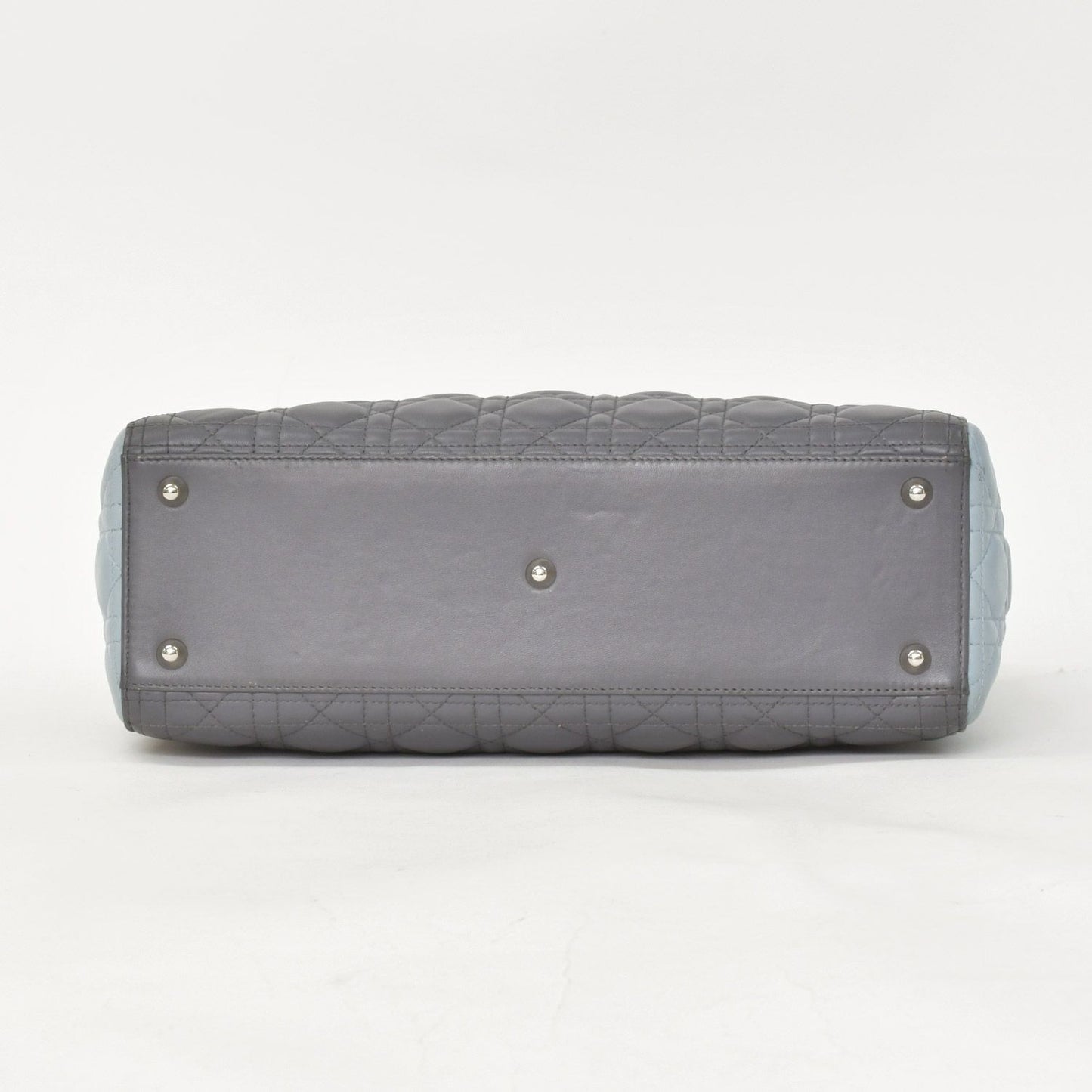 Dior Lady Large Tricolor Handbag 2-Way Gray Pink Light Blue Lambskin — view 8