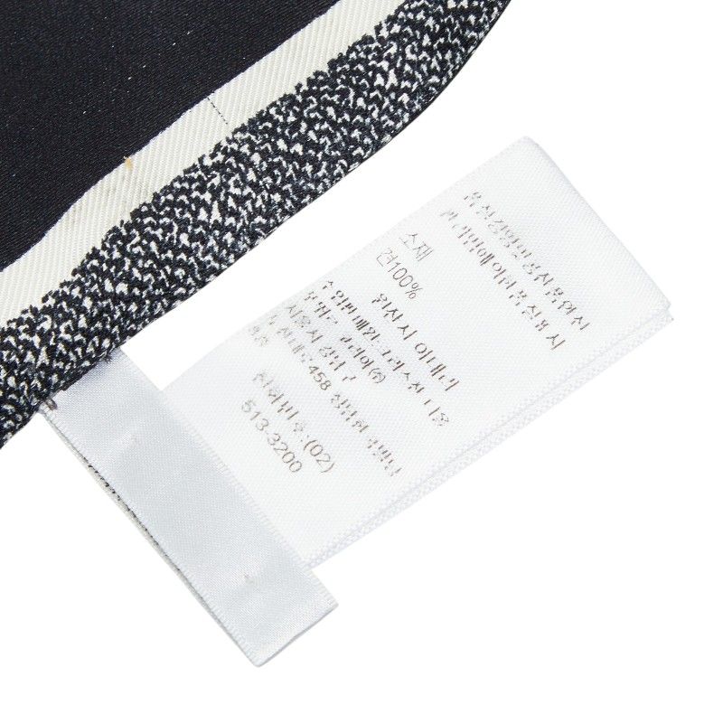 Dior Toile de Jouy Flower Mitzah Scarf Twilly Black White Silk — view 9