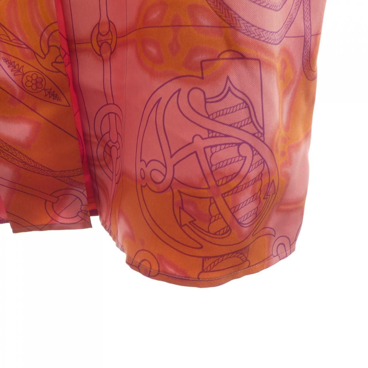 Hermes Cliquetis Tattoo Aquarelle Twill Laine Skirt — view 6