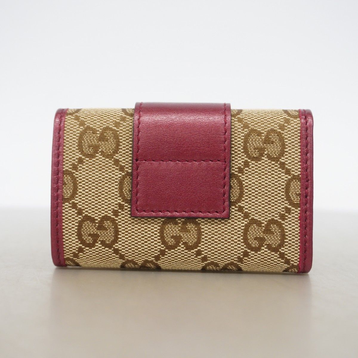 Gucci Key Case GG Canvas Brown Bordeaux Champagne Gold Key Holder — view 6