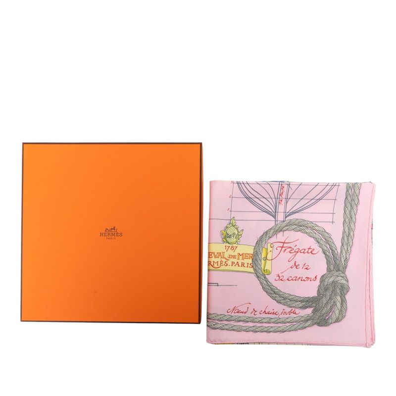 Hermes Carre 90 Cheval de Mer Sea Horse Scarf Pink Silk — view 8