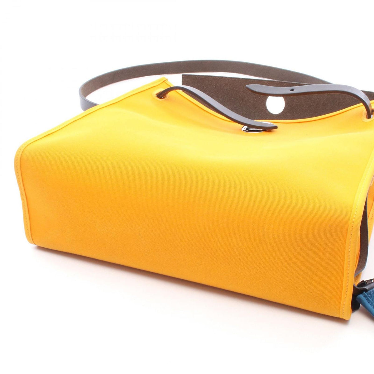 Hermes Handbag Herbag Zip PM Blue Jaune D'or Izmir Canvas Leather Verso — view 7