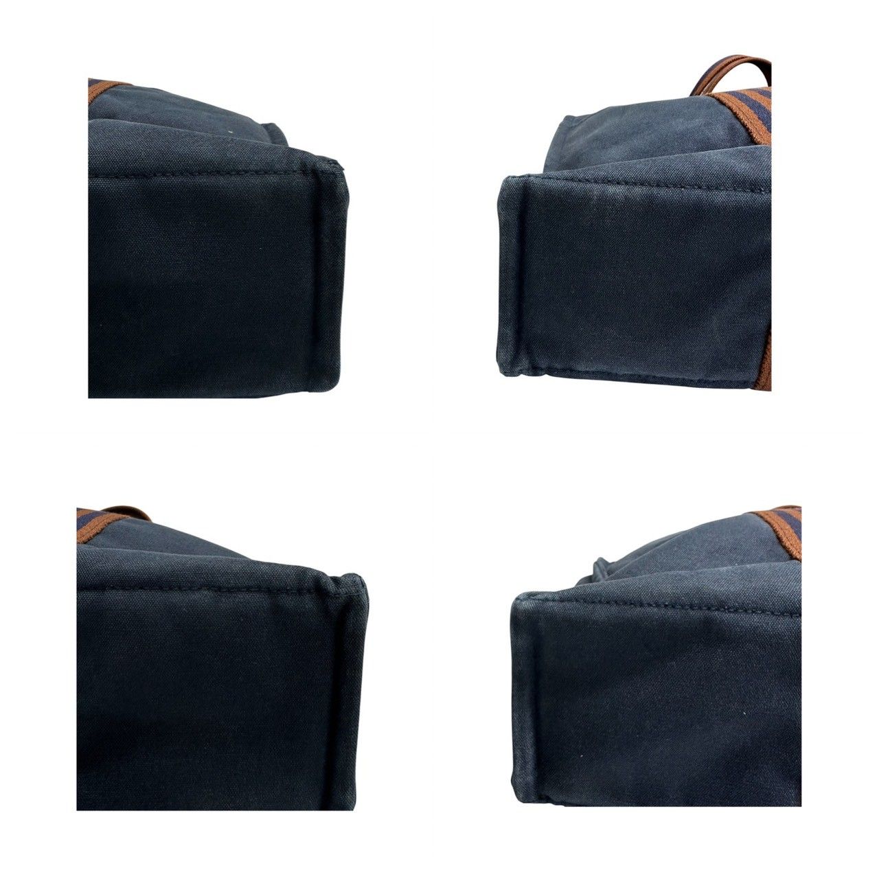 Hermes Full Toe Navy Silver Canvas Tote Bag — view 7