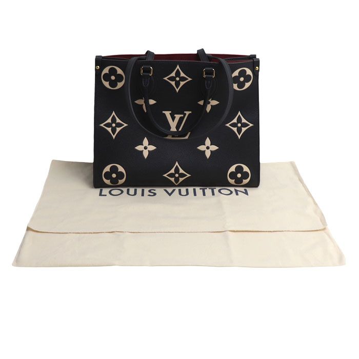 Louis Vuitton On The Go MM Tote Bag Monogram Empreinte Bicolor Black Beige — view 8