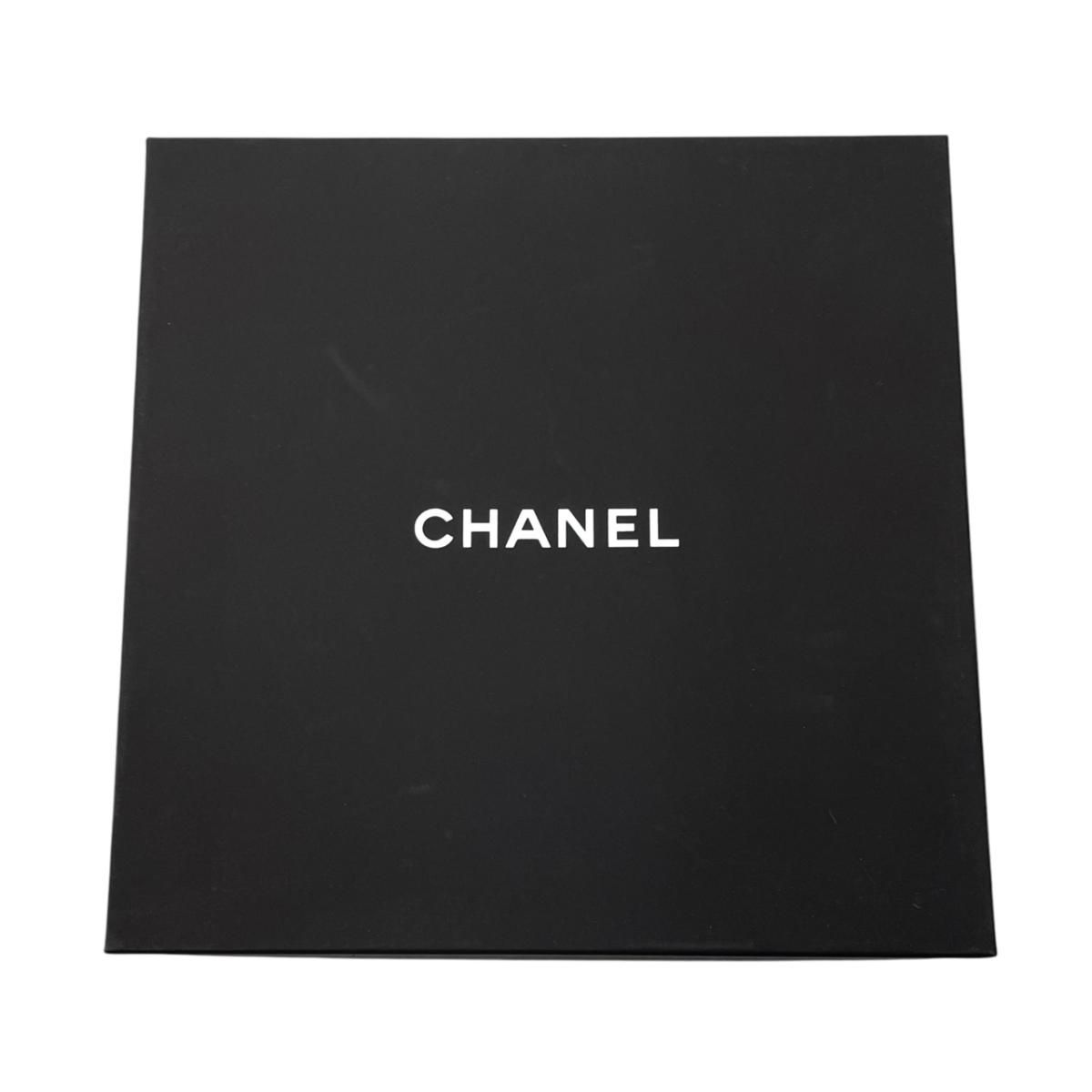 Chanel Silk Scarf Palm Tree Logo Blue White Green Pink — view 8