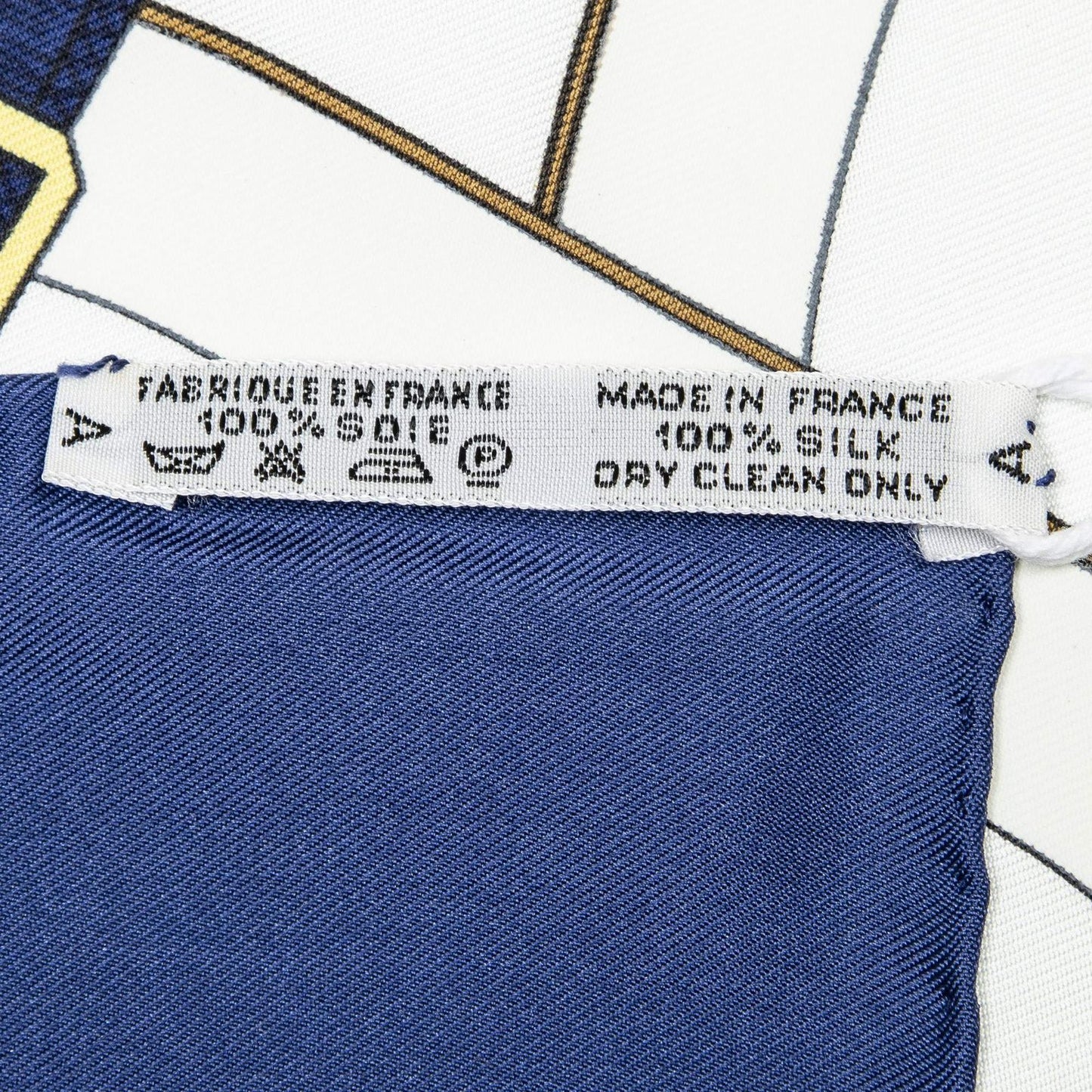 Hermes Scarf Blue White 100% Twillsilk — view 5