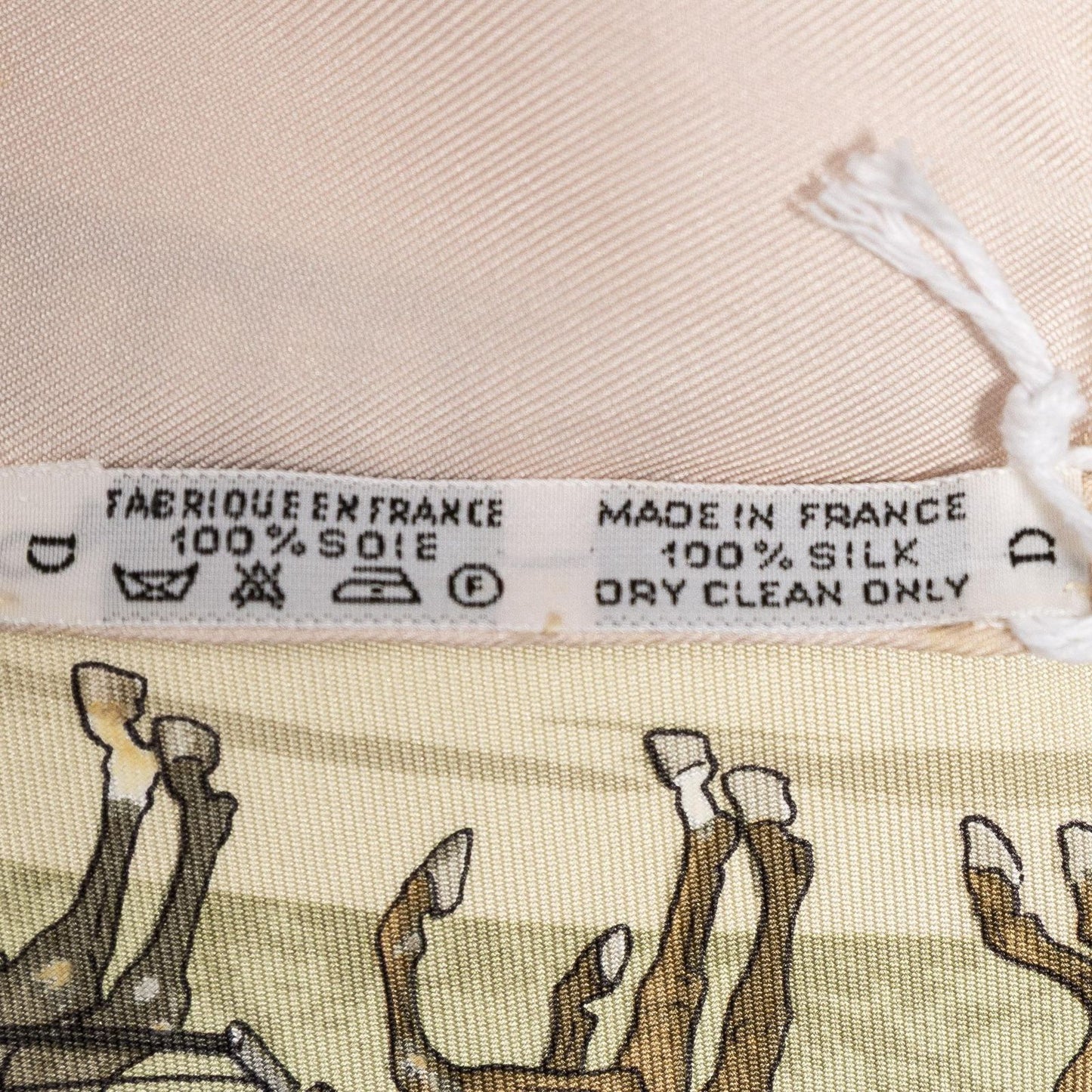 Hermes Scarf Light Pink Gold Green Silk — view 5