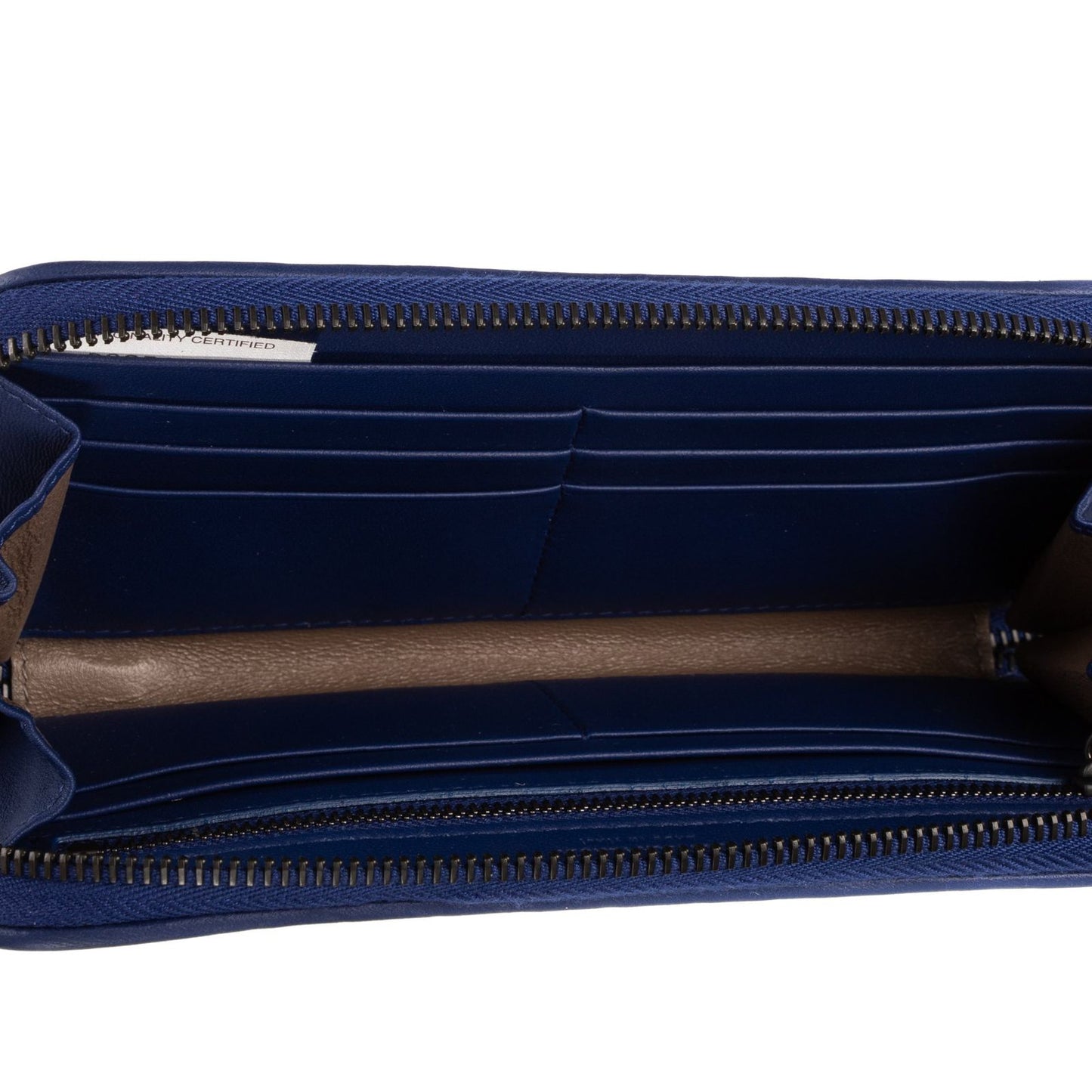 Bottega Veneta Zip Around Wallet Navy Intrecciato Calfskin Leathera — view 9